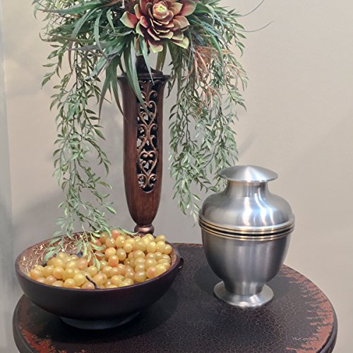 Manchester Adult Cremation Urn - Elegant Brass Funeral Urn with a Stunning Silver Finish and Gold Trim (Large)
