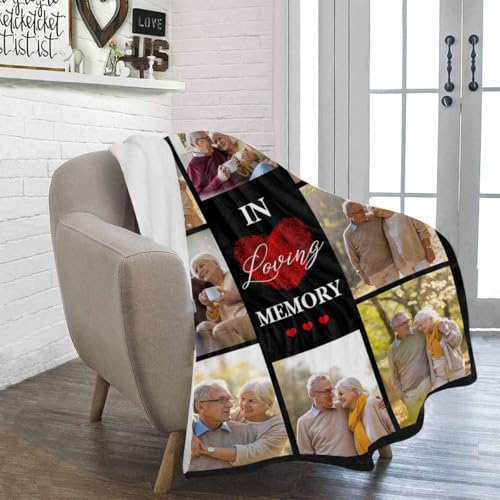 Personalized Photo Throw Blanket Custom Sympathy Throw Blanket Gift in Memory of Loss of Dad Mom Grandma Grandpa - color: Color 21
