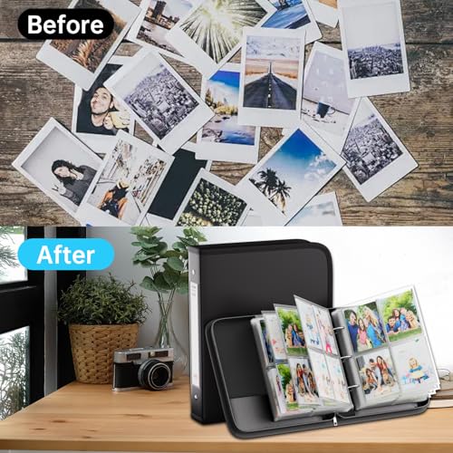 DocSafe Photo Album 4x6 400 Pockets,Fireproof Photo Book with 100 Plastic Sleeves,Large Capacity Binder Protect Family Wedding Anniversary Baby Vacation Pictures,Zipper Closure,2-Inch O-Rings,Black