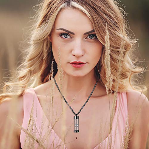 abooxiu Hourglass Urn Necklace for Ashes Cremation Jewelry for Ashes Stainless Steel Memorial Keepsake Ashes Necklace - color: Black