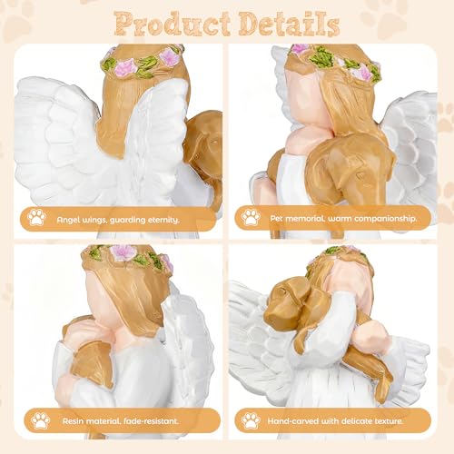 Dog Memorial Figurine, Resin Angel Keepsake with Bone Keychain | Angel Wing Design; Resin Craftsmanship; Decorative Keepsake; Gift Ready; Pet Memory Tribute