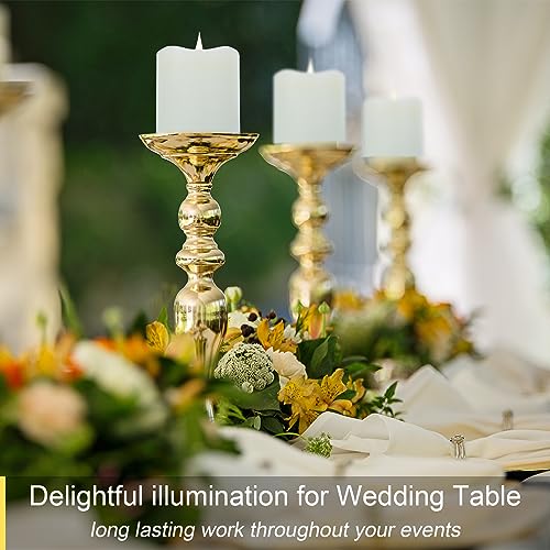 TECHLONG Flameless Candles Battery Operated with Timer, 3D Moving Flame Flickering, Last 600+ Hours Battery Candles, 3" x 3" Ivory Real Wax Electric LED Candle for Wedding Party Decorations - size: 3"x3"-1 Pack