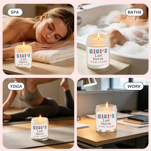 Gigi Gifts Novelty Lavender Scented Soy Candle Gift Funny Grandmother Mother's Day Birthday Gift for Gigi Grandma Gigi's Last Nerve Candle - color: Gigi