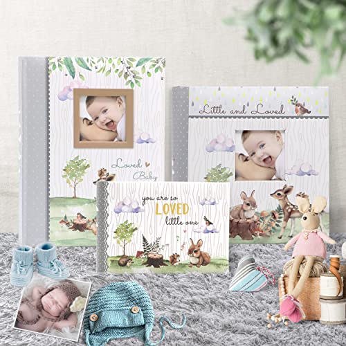 Holoary You Are So Loved Little One Grandma's Brag Book, Small Baby Photo Album 4” x 6” 32 Photos, Woodland Animals Design - size: 7.2''x4.7''