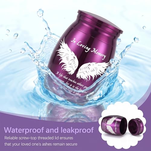 Ecation 18 Pcs Small Cremation Urns and Ashes Necklace Set, Purple - color: Purple