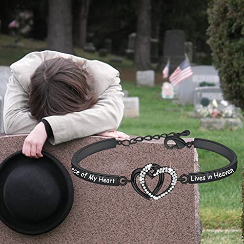 FAADBUK Memorial Jewelry Loss Gift A Piece of My Heart Lives In Heaven Bracelet In Memory of Loved Son Daughter Sympathy Gift - color: A Piece Of C-BL