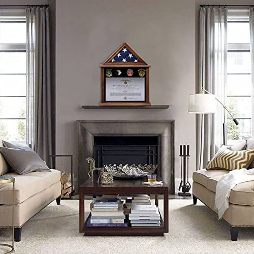 Military Flag Shadow Box 3x5 Wooden Felt Lining Certificates Walnut - size: Small-Walnut