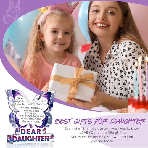 Daughter Birthday Gifts from Mom Dad, Gifts for Daughter, Unique Gifts for Bonus Step Daughter in Law, Inspirational Gifts I Love You Daughter Adult, Butterfly Acrylic Decorative Signs Plaques - style: Daughter