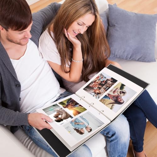 Zesthouse Photo Album Self Adhesive with Picture Display Window, 3-Ring Scrapbook Albums 60 Pages Holds 8x10 5x7 4x6 Photos, DIY Photo Book Ideal Gift for Family Wedding Baby - color: Grey, size: 11"x10.6"/White 60 Pages