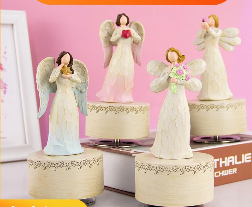 Angel Music Box, Sculpted Hand-Painted Musical Figure Gifts Butterfly Music Box Guardian Angel Figurine for Daughter Women Birthday Anniversary, Play You are My Sunshine - color: Angel Holding Butterfly