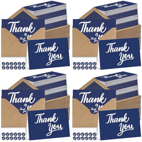 600 PCS Thank You Cards with Envelopes Matching Stickers Thank You Notes Bulk 4x6 Inch Minimalistic Design for Business Baby Shower Wedding Small Business Graduation Bridal Shower Funeral Navy Blue - color: Navy Blue