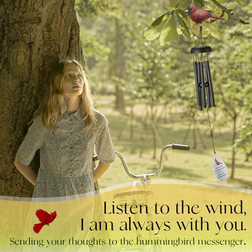Cardinal Memorial Wind Chimes for Outside, Sympathy Gifts for Loss of Loved One, Ideal Funeral Bereavement Gifts for Loss of Mom and Dad