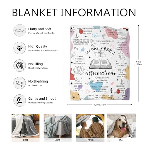 Christian Gifts for Women, Religious Blanket Gifts, Bible Verse Blanket for Women, Soft Flannel Throw Blankets 60"x50" - color: My Daily Bible Affirmation