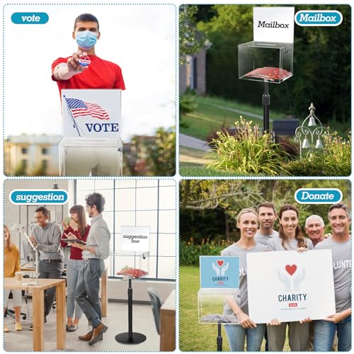 DoubleFill 1 Pack Donation Box with Lock Stand Raffle, Clear - color: Clear