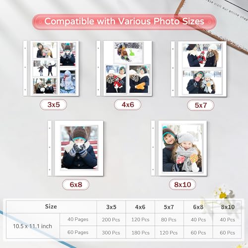 Popotop Large Photo Album Self Adhesive 4x6 5x7 8x10 Scrapbook Album DIY Picture Book,Gifts for Mom,Family Baby and Wedding,with Metal Pen and Plastic Board - color: Red, size: 11.5"x10.6"40pages