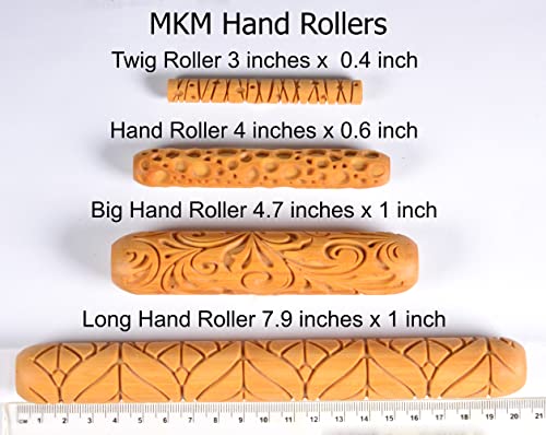 MKM Pottery Tools Wood Twig Rollers for Clay (TW-42 Vertical Lines) - color: TW-42 Vertical Lines