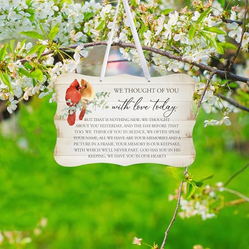 LifeSong Milestones Memorial Wall Hanging Signs Bereavement Keepsake Condolence Funeral Gift For Loss of Loved One 8x12 (We Thought Of You With (White)) - color: We Thought Of You With (White)