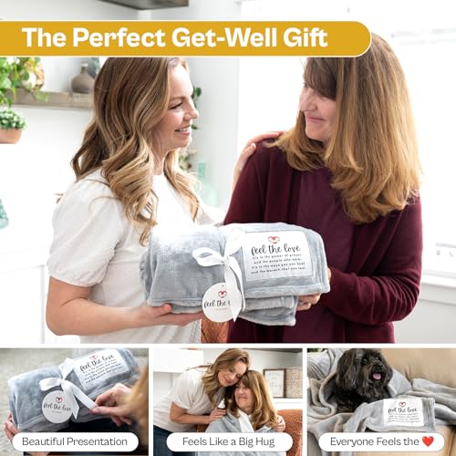 Get Well Blanket - Healing Blanket - Inspirational Blankets for Women/Men - Get Well Soon Gifts - Warm Hugs - Soft Fleece Throw Blanket - Strength - Healing Thoughts (Gray Fleece 50x65) - color: A- Gray Love