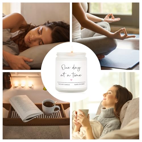 Get Well Gifts for Women Men, Thinking of You Gift-One Day at A Time Candle | Lavender Scented 7oz, Inspirational Breast Cancer Care Present, Encouragement Sympathy Bereavement Christmas Gift