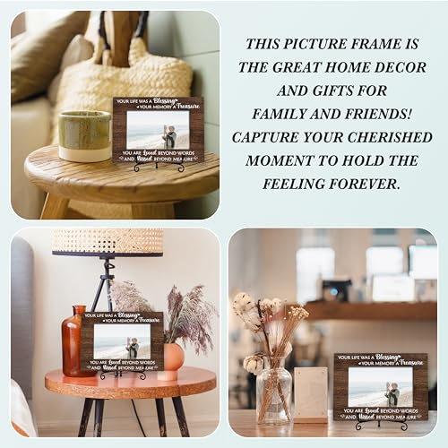 Sympathy Photo Frame Gifts, In Memory of Loved One Remembrance Frames, Your Life Was A Blessing Themed Sympathy Wooden Picture Frame With Stand, Bereavement Gifts For Loss Of Family Friends -36 - color: Your Life Was A Blessing Your Memory A Treasure