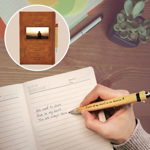 Aunt Grieving Gift, Sympathy Condolence Remembrance Memorial Gifts | Letters To My Aunt In Heaven Faux Leather Journal with Window Cover 200 Pages A5 Lined for Family Friends Who Loss of Aunt - style: Aunt