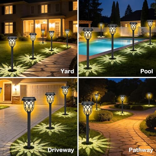Solar Lights Outdoor 12 Pack, IP65 Waterproof Garden Landscape Lighting for Patio Yard Driveway(Warm White)