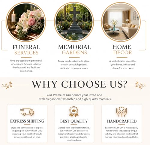 Small Urns for Human Ashes - Elegant Keepsake Cremation Urns – White - size: White Enamel Finish Small