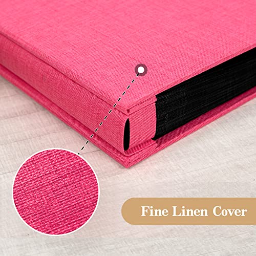 potricher Linen Photo Album for 4x6 Inch Photos, 300 Pockets, Rose Red | Linen Cover, Small Capacity 4x6 Picture Albums with Horizontal Pockets, 4x6 Photo Book for Family, Wedding, Baby, Anniversary - color: Rose Red