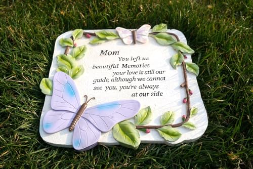 10 Inch Polyresin Memorial Garden Stone, Sympathy Gift for Loss of Mom, Memorial Plaques for Outdoors, Garden Stones in Memory of Loved Ones, Remembrance of Beloved Mather (Mom) - style: Mom