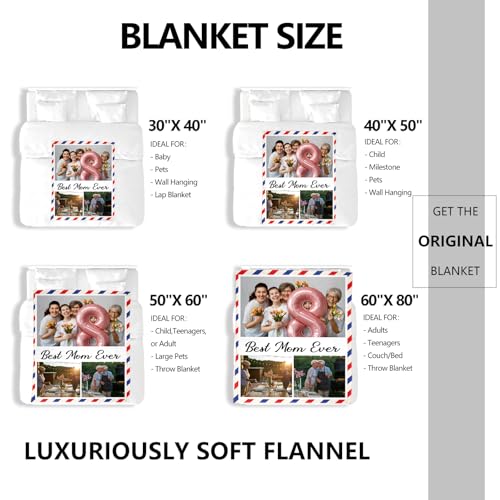 Ships Next Day, Custom Blanket with Photos Text - HD-Printing in USA, Personalized Picture Blanket Customized Flannel Blankets Christmas Birthday Gifts for Mom Dad Couple Kids Girlfriend Boyfriend - color: 3 Photos, size: 60'' x 80''