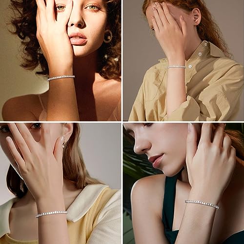 Moissanite Tennis Bracelet 1.79ct-8.69ct Adjustable Bracelet for Women 18K White Gold Plated S925 Sterling Silver Tennis Bracelet D Color VVS1 Round Cut 2/3/4mm Moissanite Bracelet Gifts for Wife/Mom - color: Gold-3MM-3.69Carats