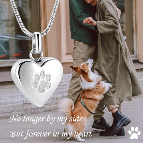 zeqingjw Pet Cremation Jewelry for Ashes Pendant Paw Print Pet Heart Urn Necklace Memorial Keepsake Jewelry for Pet/Dog's/Cat's Ashes - color: Heart-Custom Photo