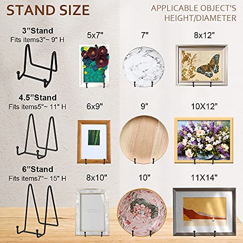 Plate Stands for Display - Iron Easel Stand Plate Holder Display Stand Picture Frame Stand for Pictures | Photo|Decorative Plate |Dish | Tabletop Art - 4.5 inch-Black(6 Pack) - size: 4.5“(6 pack)