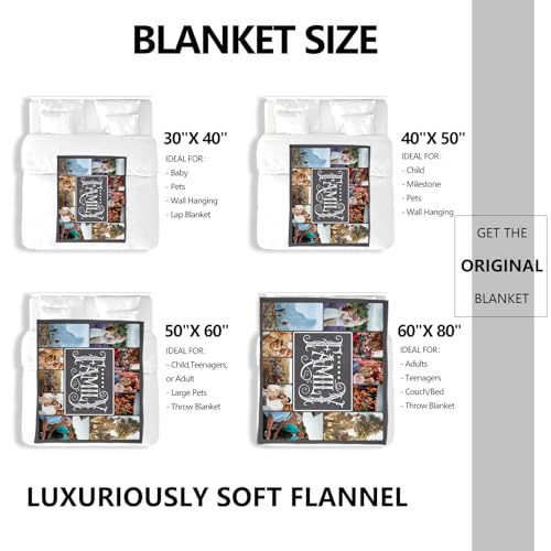 Ships Next Day, Custom Blanket with Photos Text - HD-Printing in USA, Personalized Picture Blanket Customized Flannel Blankets Christmas Birthday Gifts for Mom Dad Couple Kids Girlfriend Boyfriend - color: 10 Photos, size: 30'' x 40''