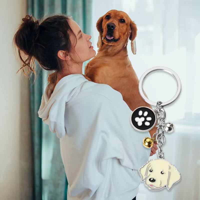 Cute Pet Dog Keychain Gifts for Women Men BFF Birthday Gifts for Best Friends Dog Loss Sympathy Gift for Pet Owners Dogs Claw Memorial Gift for Dogs Lovers Gold Labrador Retriever Keychain