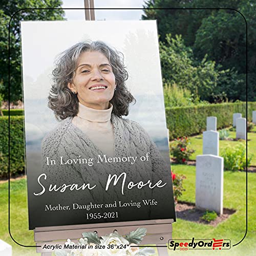 SPEEDYORDERS Custom Funeral Sign - Photo In Loving Memory Sign - Personalized Funeral Reception Signs - Celebration Of Life Funeral Photo Sign - color: Sign 4