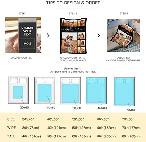 InterestPrint Custom Blanket with Photo Text 8 Photo Personalized Gift Customized Blanket for Granddaughter Grandson Mother Father Family Friend Christmas Birthday Wedding Valentine's Day - color: 8 Photo Collection-2