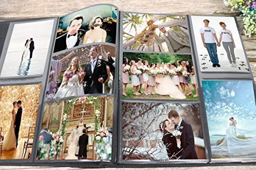 RECUTMS Photo Album 600 Pockets 4x6 Pictures Leather Wedding Albums White | Large Capacity, Horizontal Vertical Pockets, Black Pages, Graduation Family Anniversary Album, Luxury Leather Checked Texture - color: White, size: 600 pockets