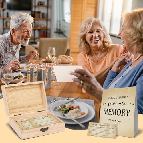 75th Birthday Party Share a Memory Set, 1951 Birthday Gifts for Women Men, 1951 Wooden Share A Memory Box with Memory Sign and 50 Pcs Memory Cards, 1951 Birthday Gifts, 75th Birthday Party Decorations - style: 75-1951