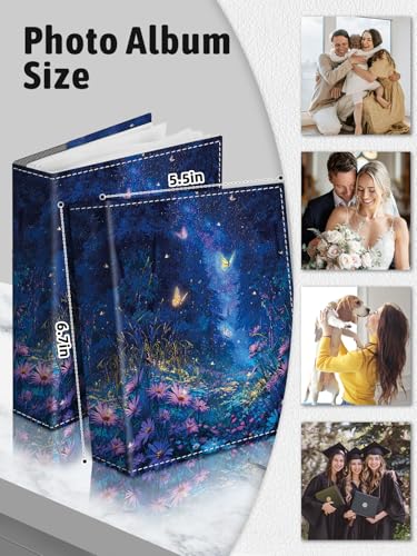 Photo Album 4x6, 56 Pockets Small Picture Book Forest Butterfly | Mini Cute, Postcard Vacation Travel Wedding Graduation, PU Leather Family Grandma Child Mom Gift, Personalized Large Capacity - color: Forest Butterfly