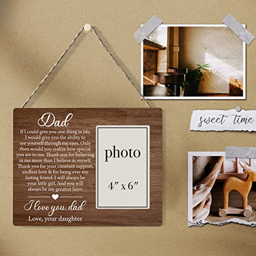 Zauly Dad Wooden Picture Frame Thank You Gift from Daughter | Sentimental Father Quote Wood Photo Frame Gifts for Father's Day Birthday Christmas, Tabletop and Wall Mounting, 4X6 Inch - color: D