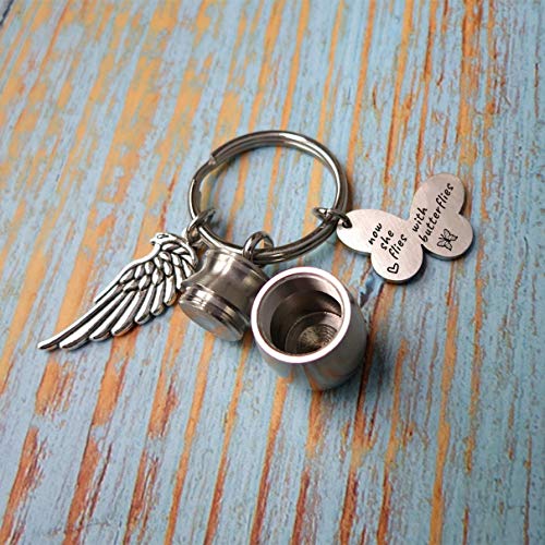 Small Cremation Urn Keepsake Keychain for Ashes Mini Memorial Urn Butterfly Key Chain for Ashes Remembrance Gift for Loss of a Loved One