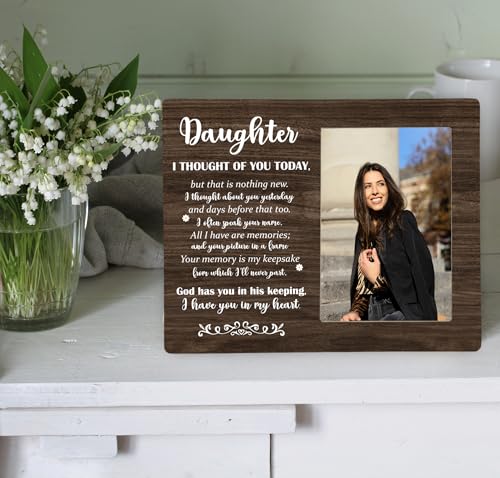 Daughter Memorial Picture Frame, Sympathy Wooden Photo Frame Gifts for Loss of Daughter, 4x6 inch Photo - style: Daughter Memorial-2