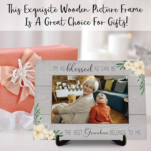 Grandma Pictures Frame, I'm As Blessed As Can Be The Best Grandma Belongs To Me Photo Frame, Grandma Gifts From Grandson Granddaughter, Farmhouse Home Living Room Bedroom Decoration -a26 - color: Best Grandma