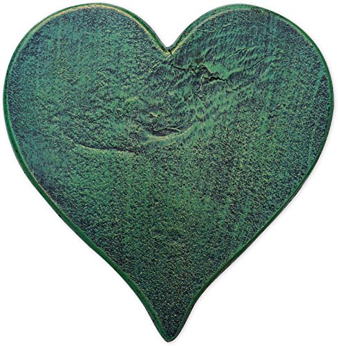 Sunset Vista Designs Garden Path Cast Iron Stepping Stone, 12' x 12", Heart - Verdigris