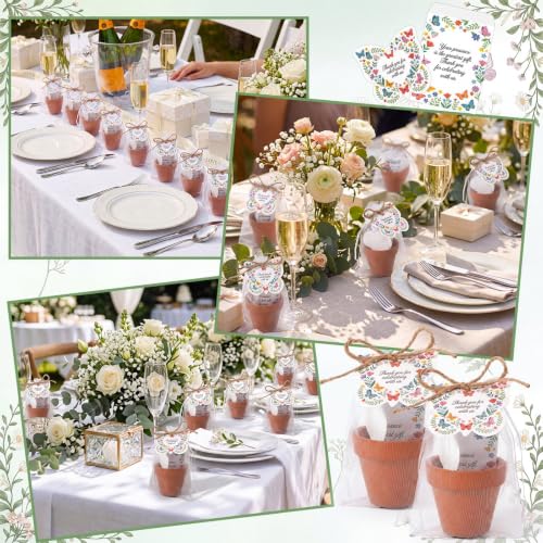 30 Sets Thank You Party Favors for Guests Terracotta Flowerpot Seedling Soil BlocksSeed Packets Organza Gift Bags Thank You Cards and Plant Labels for Bridal Shower Baptism Wedding Party(Butterfly) - style: Butterfly