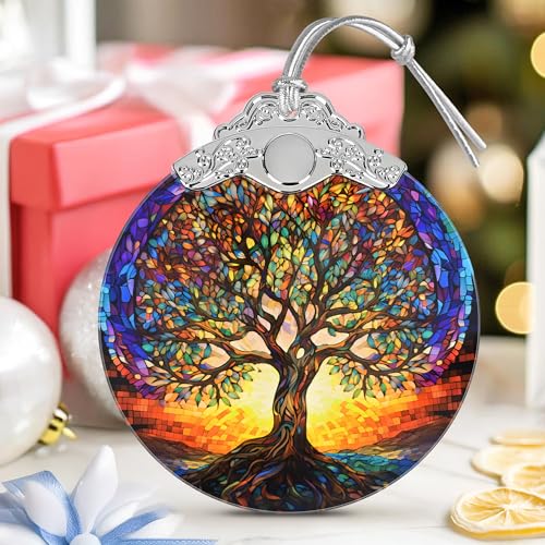 Stained Glass Ornaments, 2026 Christmas Ornament, Christmas Tree Ornament, Heirloom Keepsake, Gift Exchange, Gift Idea - Tree of Life - color: Tree of Life