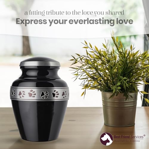 Morgan Legacy Ebony/Pewter Pet Urn, up to 25lbs - color: Ebony, Pewter Band, size: Small