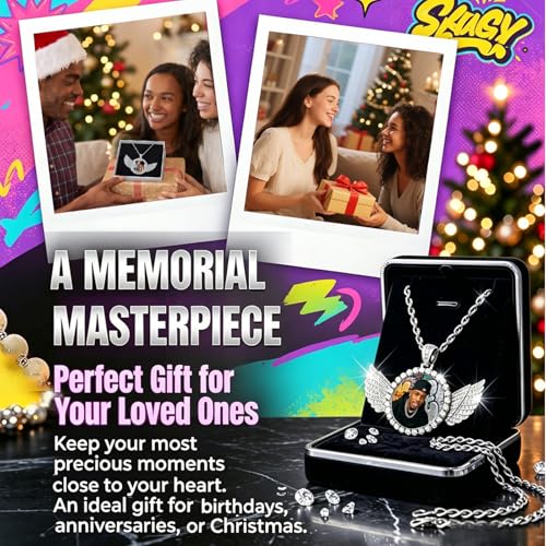 Custom Circle Chain with Picture Custom Circle Pendant Necklace - color: Wings-Silver-010