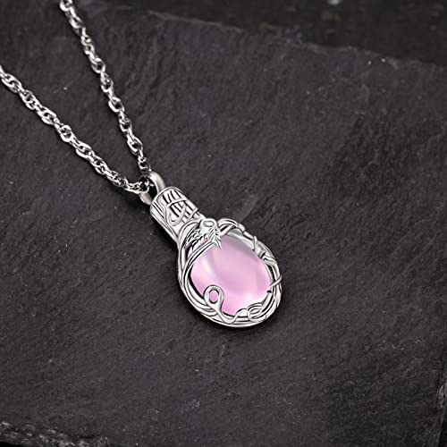 Gredstar Tree of Life Urn Necklace for Ashes, Birthstone Memorial Pendant | Teardrop Design, Love Symbol Detail, 12 Birthstone Colors, Stainless Steel, Ashes Holder, Funnel Kit Included - color: October